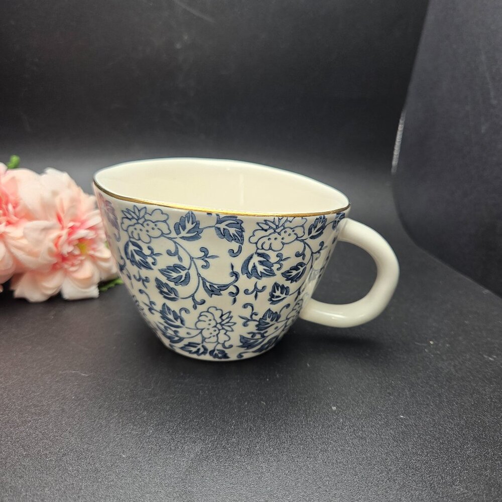 The Old Pottery Company Blue & White Floral Wonky Mug